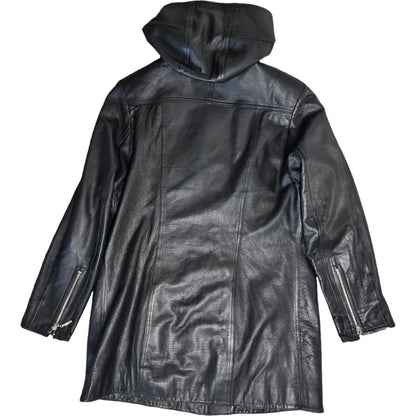 Skórzana kurtka damska z kapturem M
