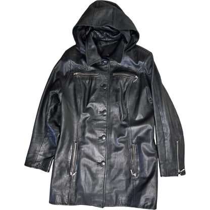 Skórzana kurtka damska z kapturem M